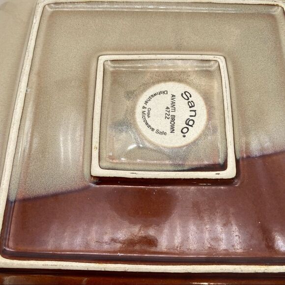 - 3 SANGO AVANTI BROWN Square Large‎ dinner Plates - Picture 7 of 15